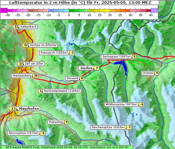 Temperatur, 9. 5. 2025