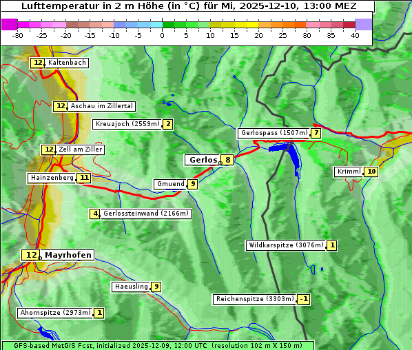 Temperatur, 10. 12. 2025