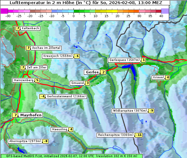 Temperatur, 8. 2. 2026