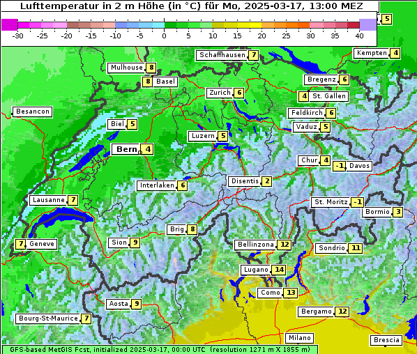 Temperatur, 17. 3. 2025