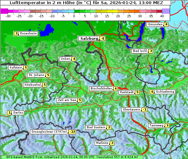 Temperatur, 24. 1. 2026