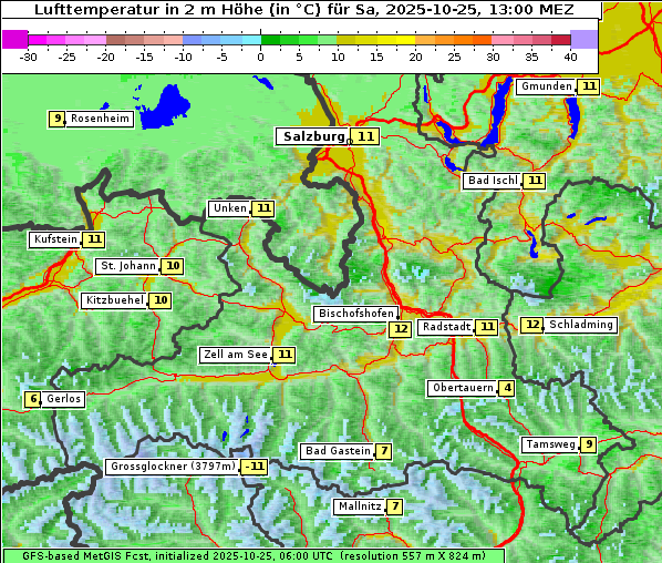 Temperatur, 25. 10. 2025