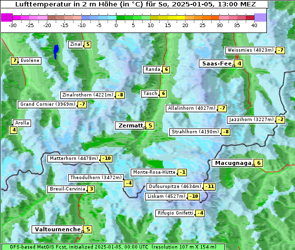 Temperatur, 5. 1. 2025