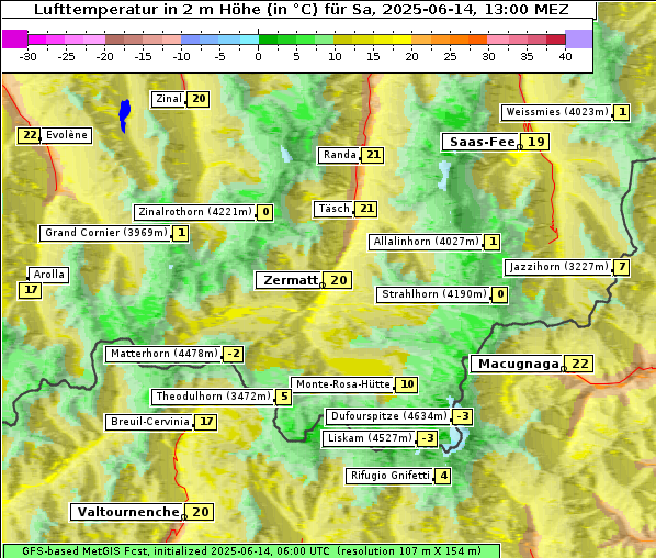 Temperatur, 14. 6. 2025