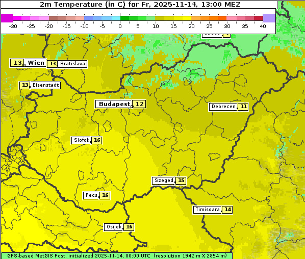 Temperatur, 14. 11. 2025