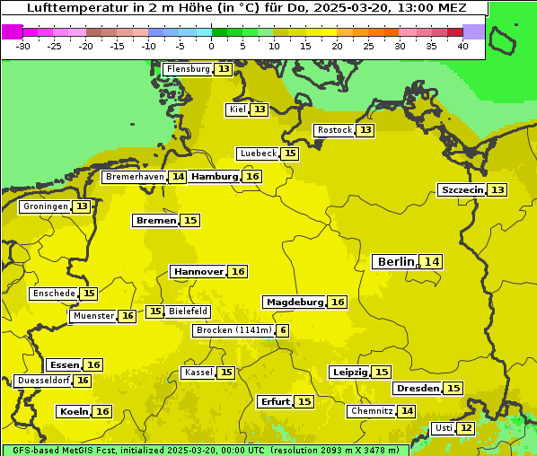 Temperatur, 20. 3. 2025