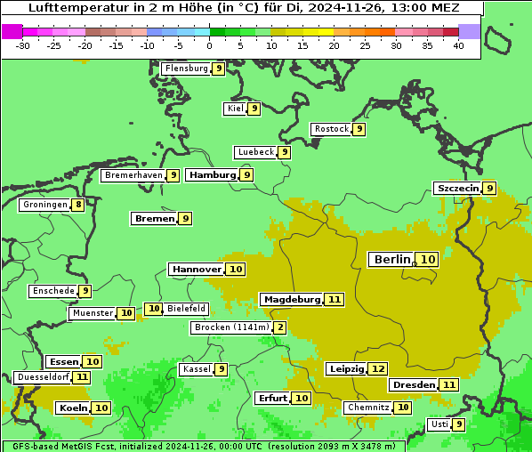 Temperatur, 26. 11. 2024