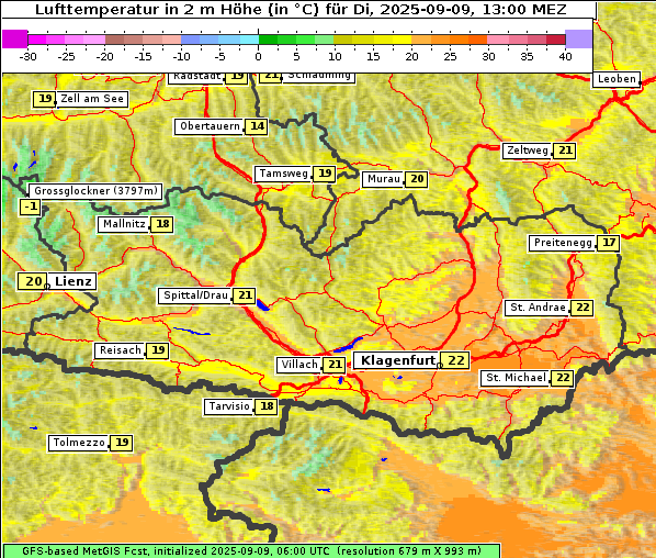 Temperatur, 9. 9. 2025