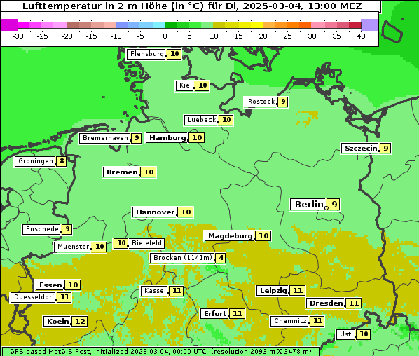 Temperatur, 4. 3. 2025