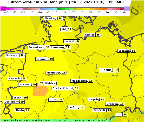 Temperatur, 18. 10. 2024