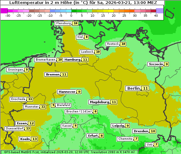 Temperatur, 21. 3. 2026
