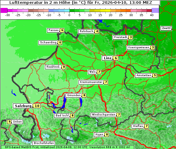 Temperatur, 10. 4. 2026