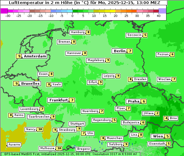 Temperatur, 15. 12. 2025