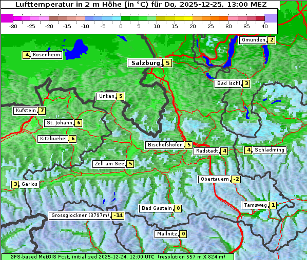 Temperatur, 25. 12. 2025
