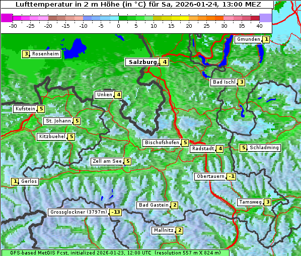 Temperatur, 24. 1. 2026