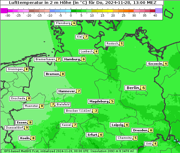 Temperatur, 28. 11. 2024