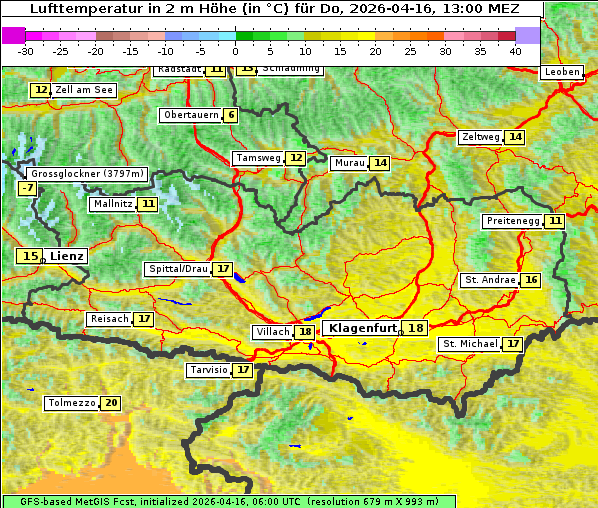 Temperatur, 16. 4. 2026