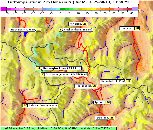 Temperatur, 13. 8. 2025