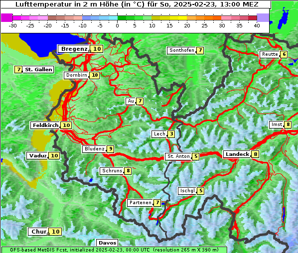 Temperatur, 23. 2. 2025