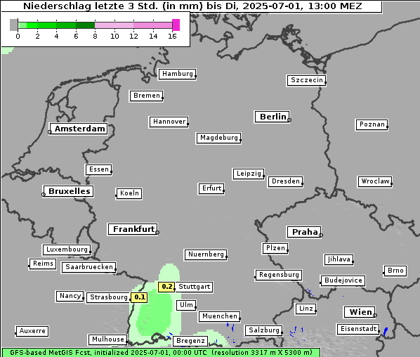 Niederschlag, 1. 7. 2025
