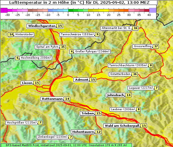 Temperatur, 2. 9. 2025