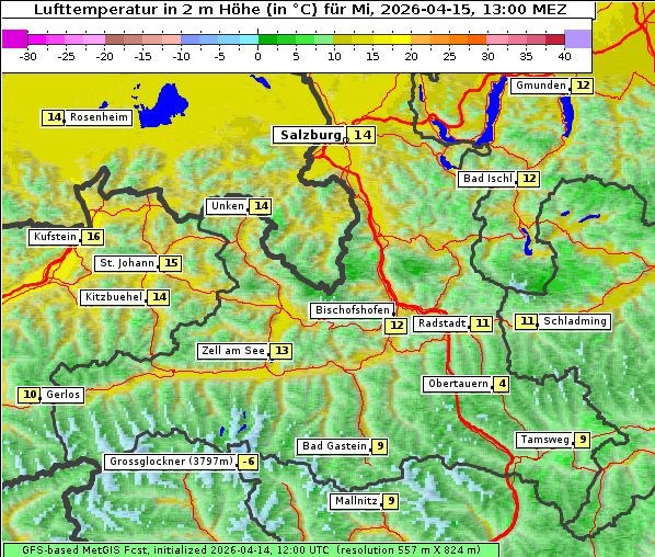 Temperatur, 15. 4. 2026