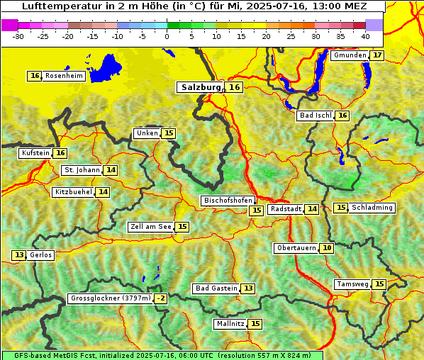 Temperatur, 16. 7. 2025