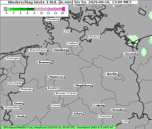 Niederschlag, 10. 8. 2025