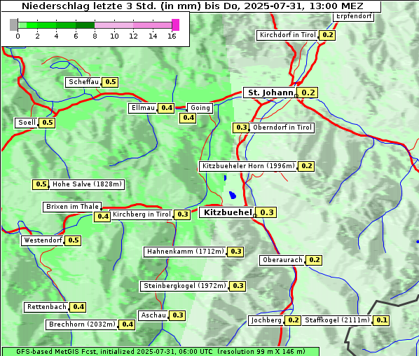Niederschlag, 31. 7. 2025