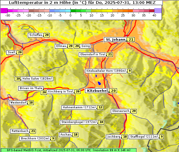 Temperatur, 31. 7. 2025