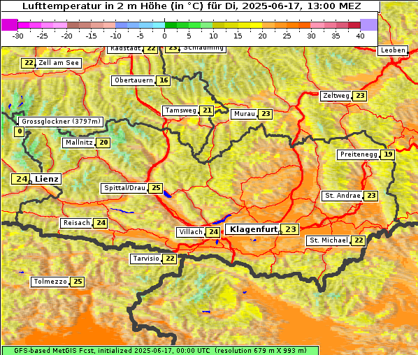 Temperatur, 17. 6. 2025