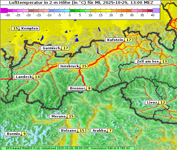 Temperatur, 29. 10. 2025