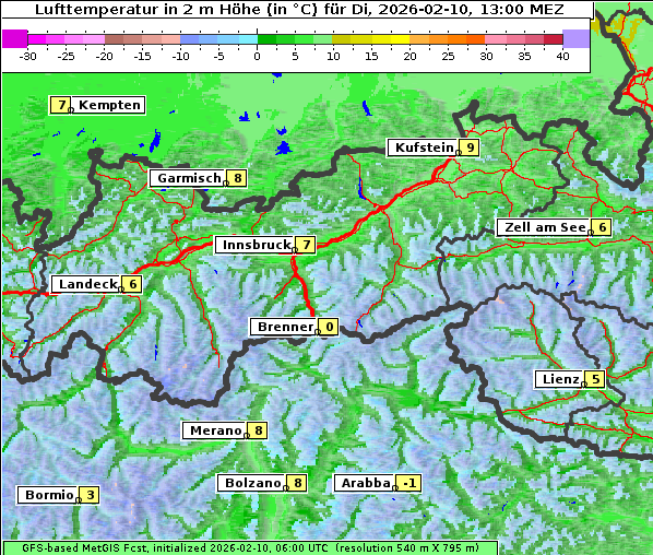 Temperatur, 10. 2. 2026