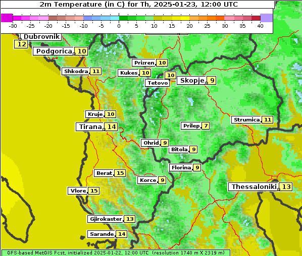 Temperatur, 23. 1. 2025