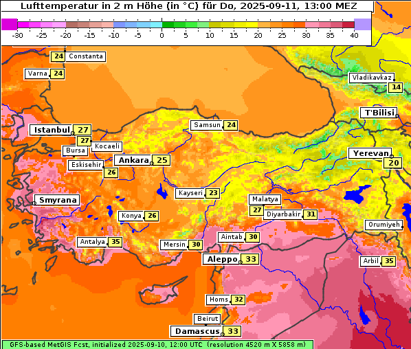 Temperatur, 11. 9. 2025