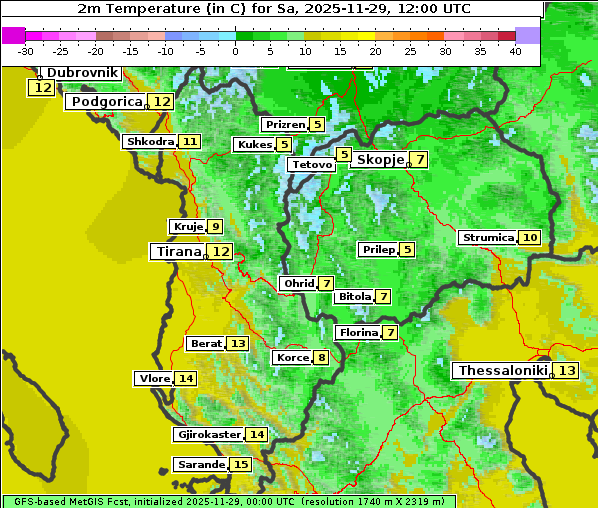 Temperatur, 29. 11. 2025