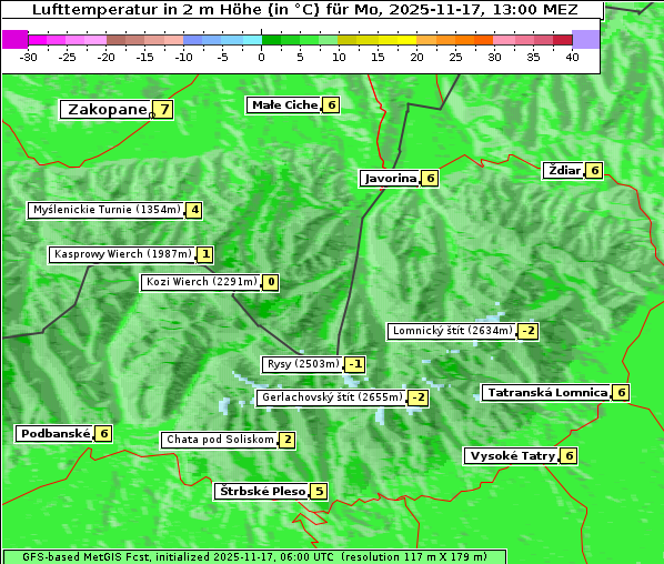 Temperatur, 17. 11. 2025