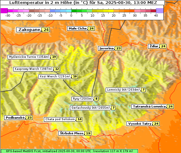 Temperatur, 30. 8. 2025