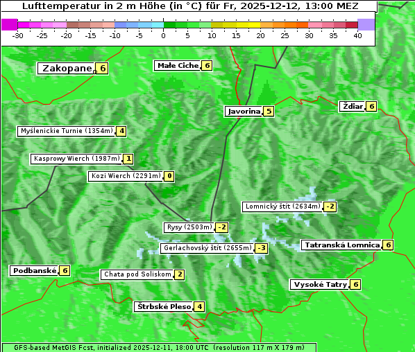 Temperatur, 12. 12. 2025