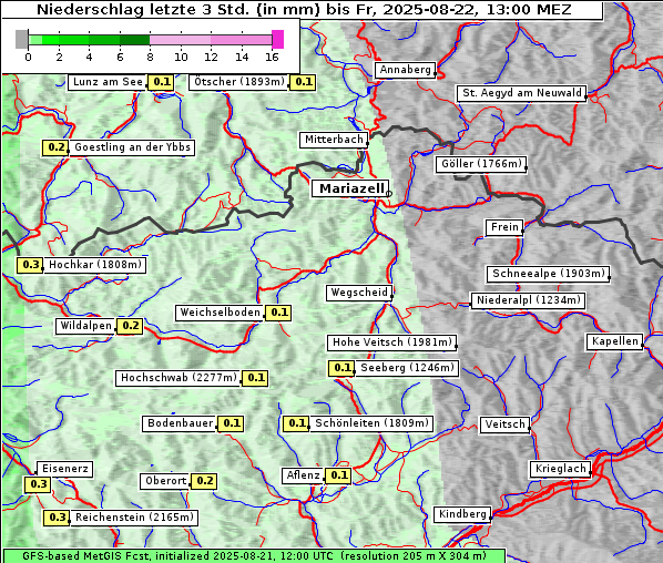 Niederschlag, 22. 8. 2025