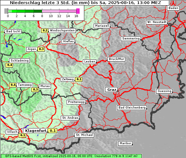 Niederschlag, 16. 8. 2025