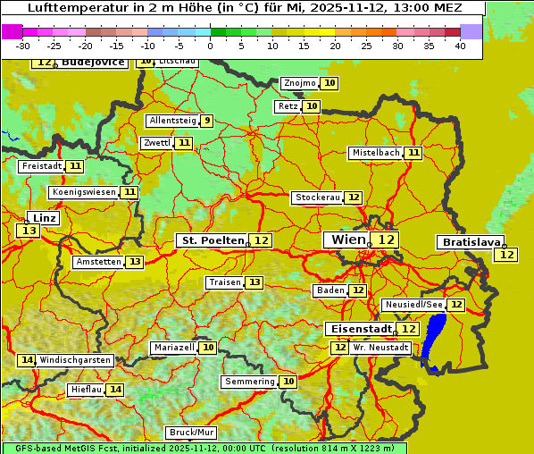 Temperatur, 12. 11. 2025