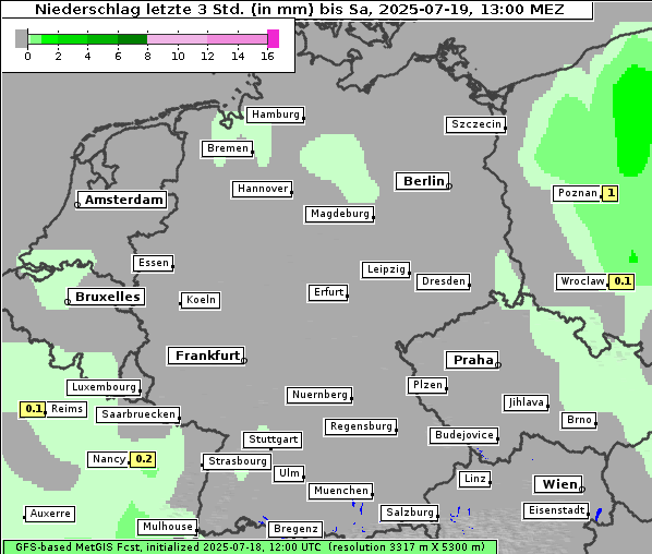 Niederschlag, 19. 7. 2025