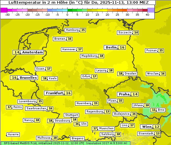 Temperatur, 13. 11. 2025