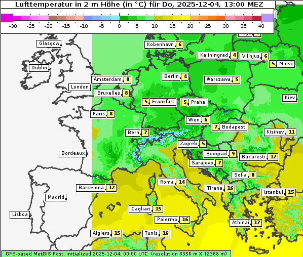Temperatur, 4. 12. 2025