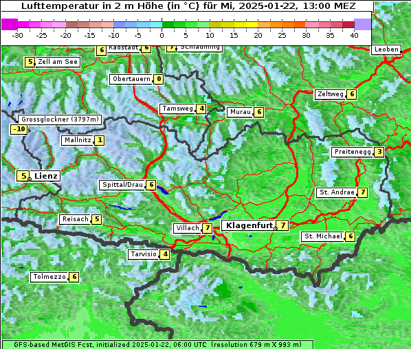 Temperatur, 22. 1. 2025