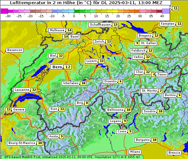 Temperatur, 11. 3. 2025