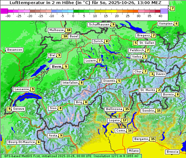 Temperatur, 26. 10. 2025