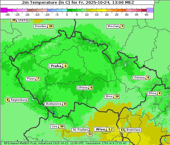 Temperatur, 24. 10. 2025