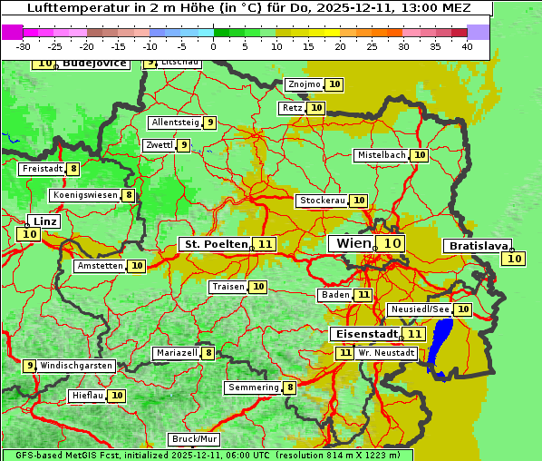 Temperatur, 11. 12. 2025